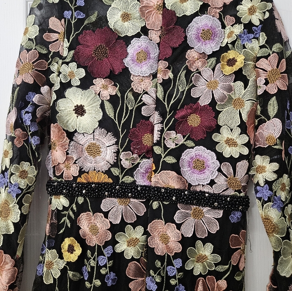 Mac Duggal Floral Embroidered Boat Neck Long Sleeve Midi Dress SZ 10 & 18 NWT - Picture 9 of 16